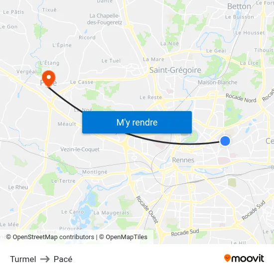 Turmel to Pacé map
