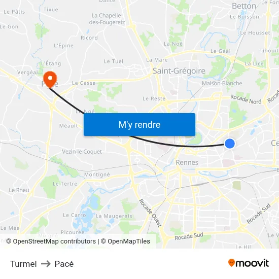 Turmel to Pacé map