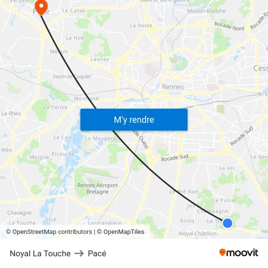 Noyal La Touche to Pacé map