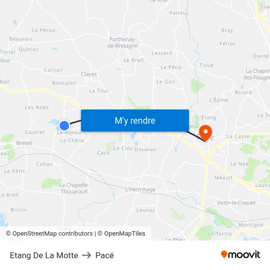Etang De La Motte to Pacé map