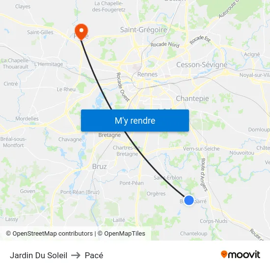 Jardin Du Soleil to Pacé map