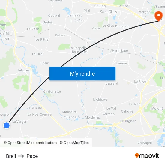 Breil to Pacé map