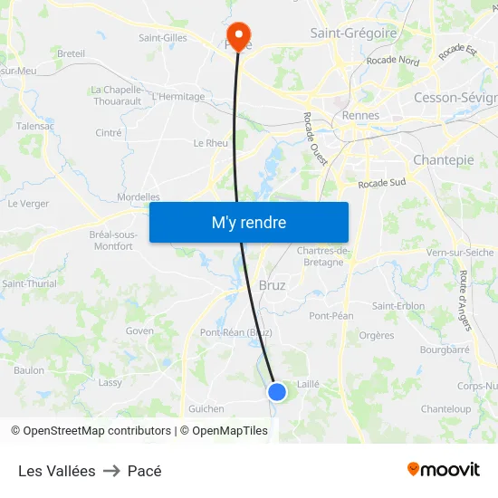 Les Vallées to Pacé map