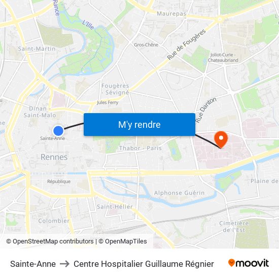 Sainte-Anne to Centre Hospitalier Guillaume Régnier map