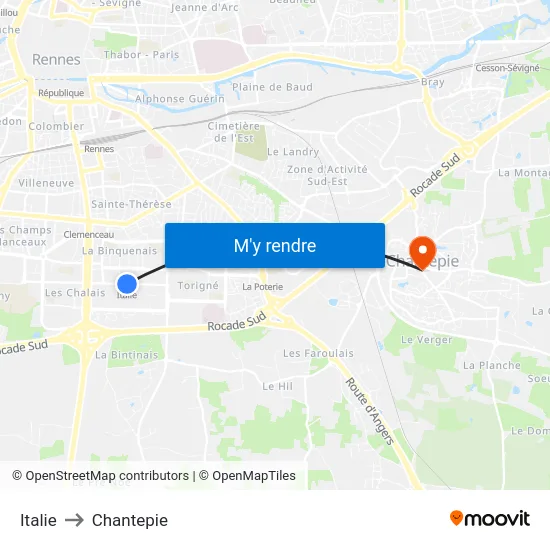 Italie to Chantepie map