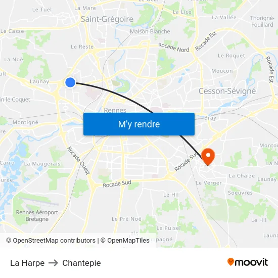 La Harpe to Chantepie map