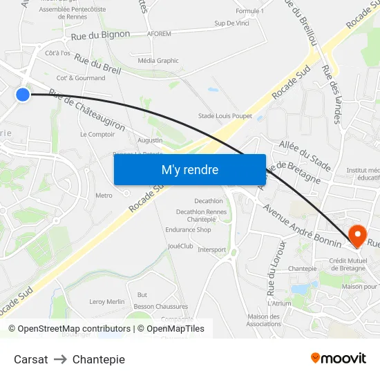 Carsat to Chantepie map