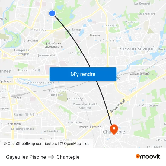 Gayeulles Piscine to Chantepie map