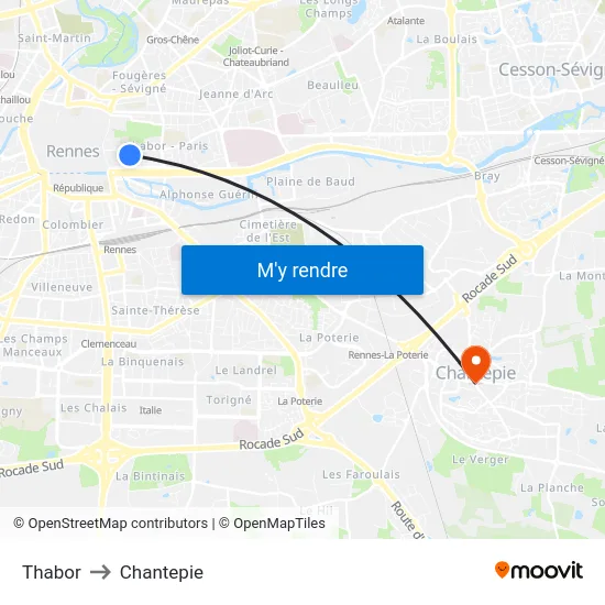 Thabor to Chantepie map
