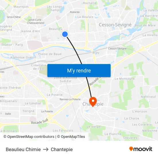 Beaulieu Chimie to Chantepie map