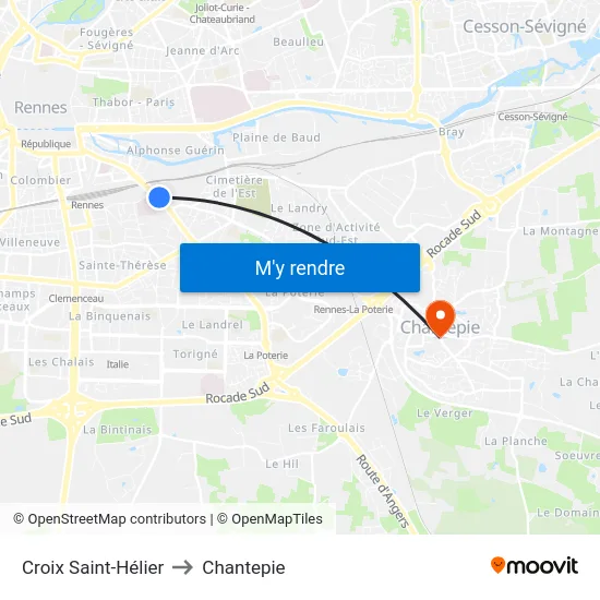 Croix Saint-Hélier to Chantepie map
