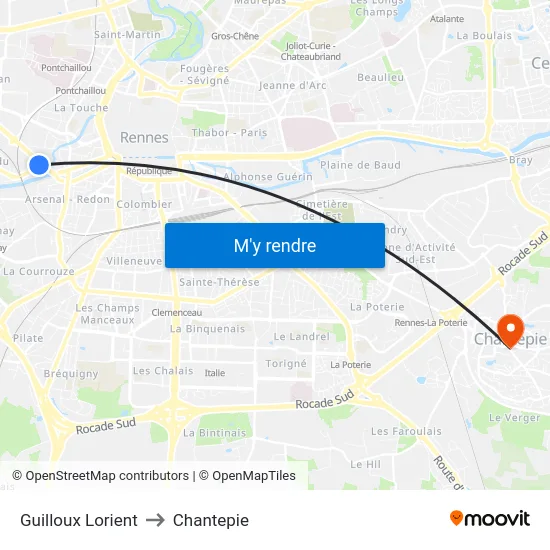 Guilloux Lorient to Chantepie map