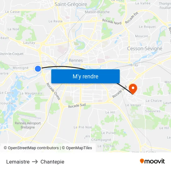 Lemaistre to Chantepie map