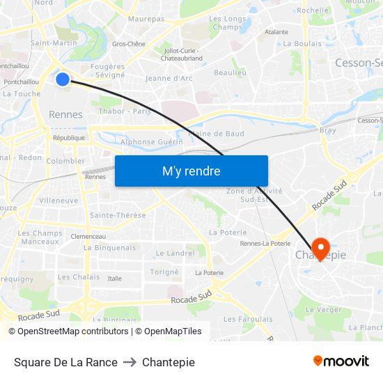Square De La Rance to Chantepie map