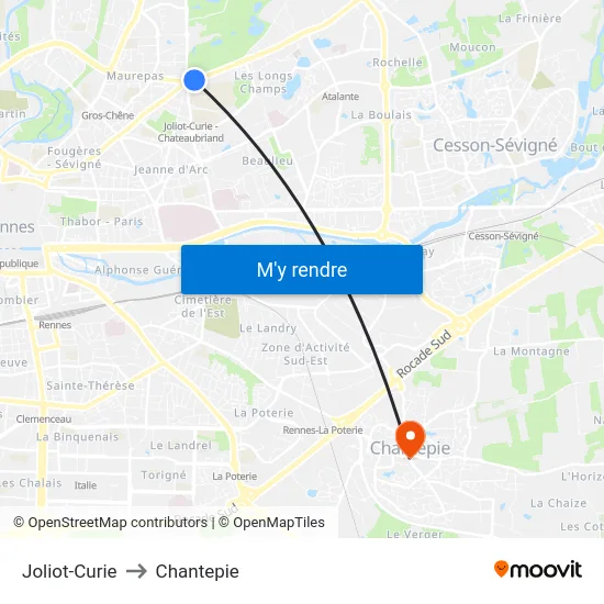 Joliot-Curie to Chantepie map