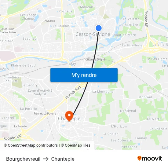 Bourgchevreuil to Chantepie map