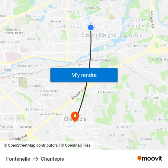 Fontenelle to Chantepie map