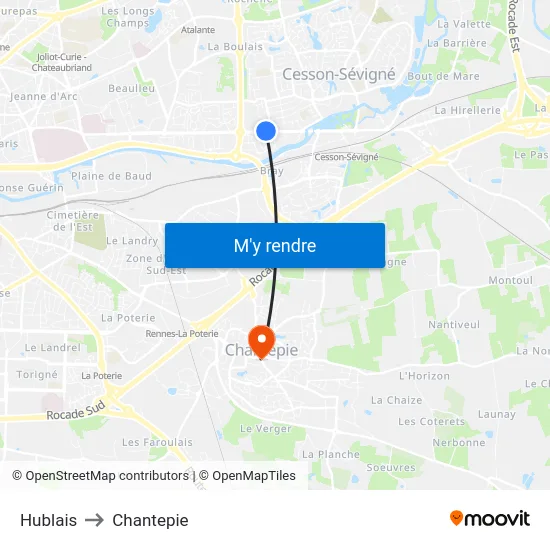 Hublais to Chantepie map