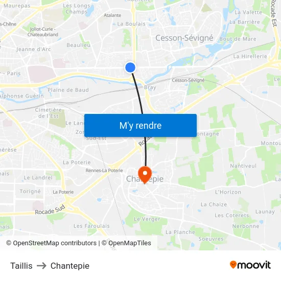 Taillis to Chantepie map