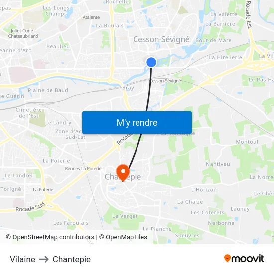 Vilaine to Chantepie map