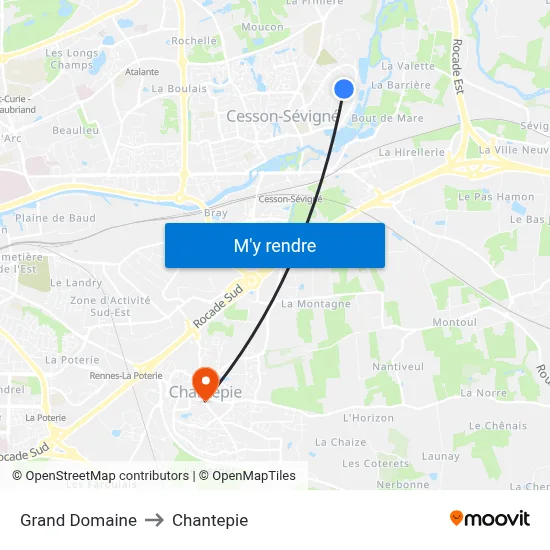 Grand Domaine to Chantepie map