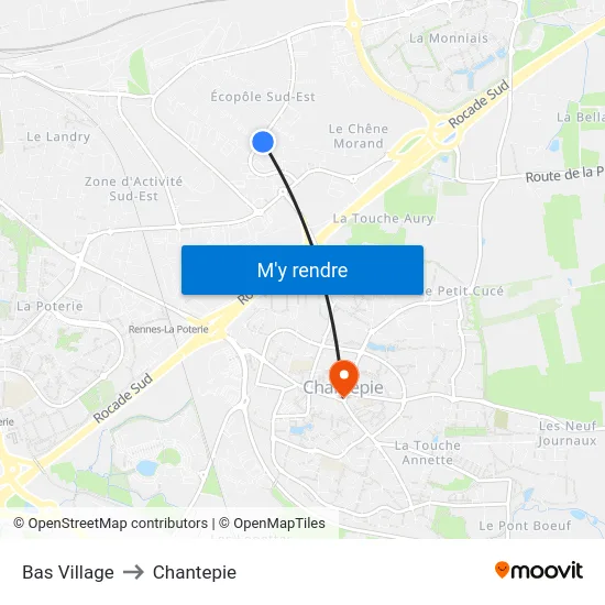 Bas Village to Chantepie map