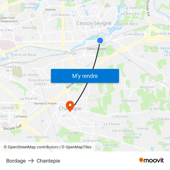Bordage to Chantepie map