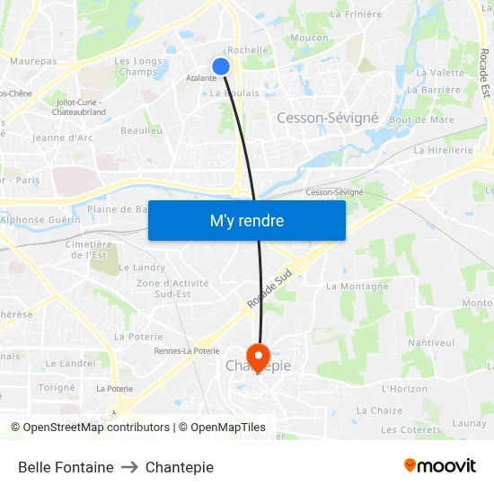 Belle Fontaine to Chantepie map