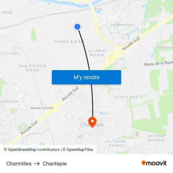 Charmilles to Chantepie map