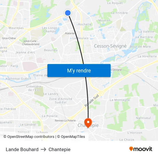 Lande Bouhard to Chantepie map