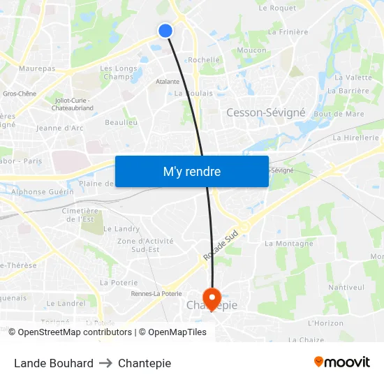 Lande Bouhard to Chantepie map