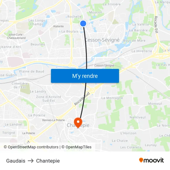 Gaudais to Chantepie map