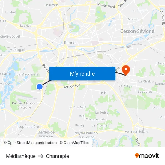 Médiathèque to Chantepie map
