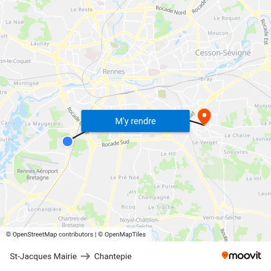 St-Jacques Mairie to Chantepie map