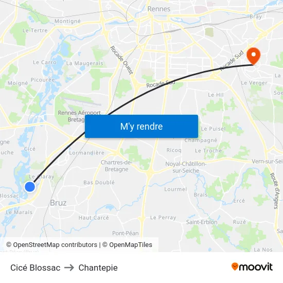 Cicé Blossac to Chantepie map