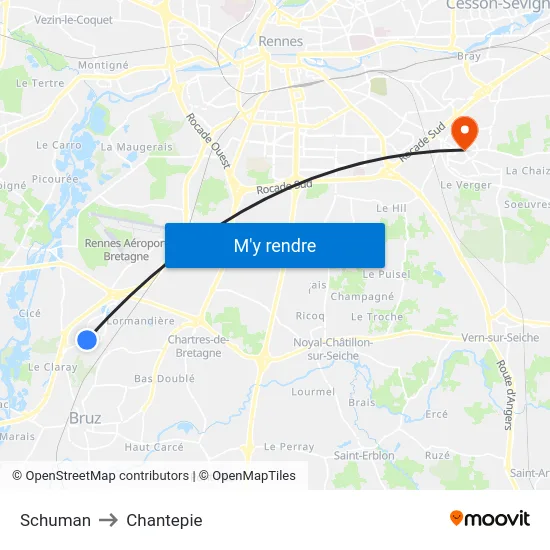 Schuman to Chantepie map
