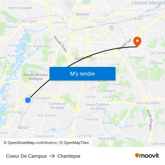 Coeur De Campus to Chantepie map