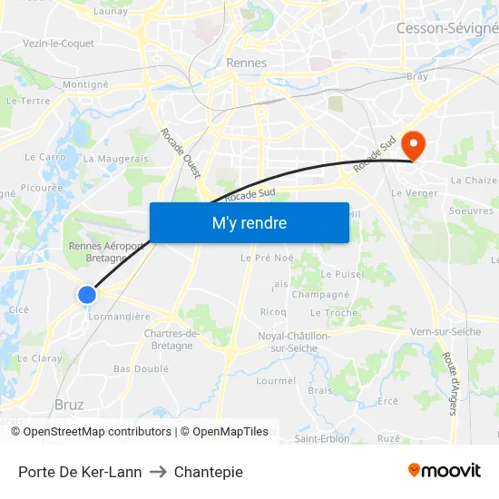 Porte De Ker-Lann to Chantepie map