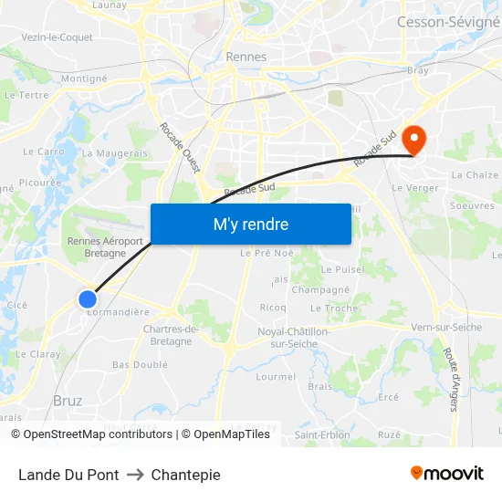 Lande Du Pont to Chantepie map