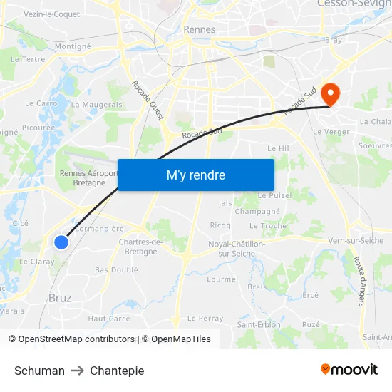 Schuman to Chantepie map