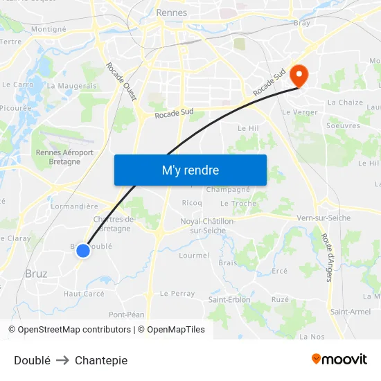 Doublé to Chantepie map
