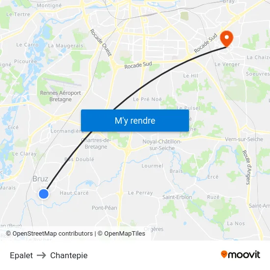 Epalet to Chantepie map