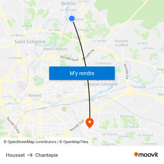 Housset to Chantepie map