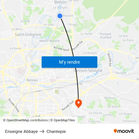 Enseigne Abbaye to Chantepie map