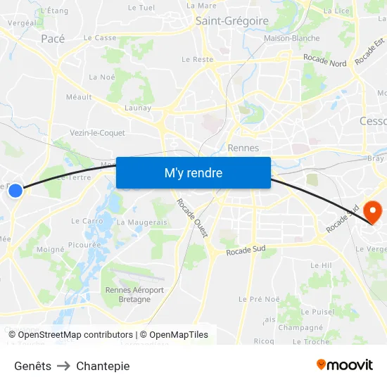 Genêts to Chantepie map