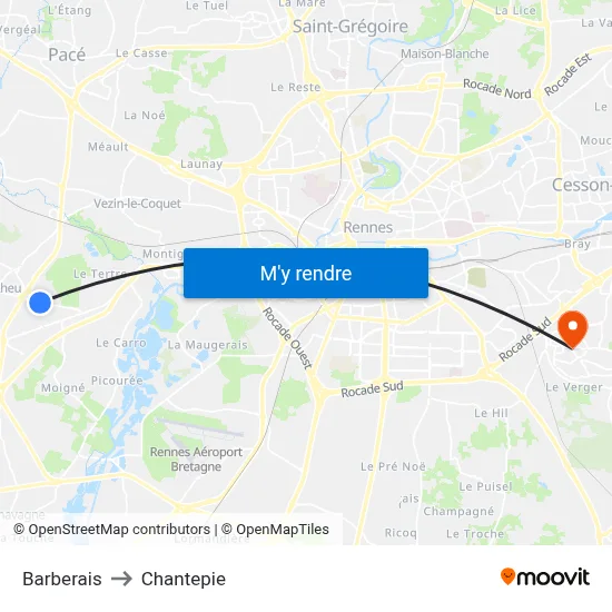 Barberais to Chantepie map