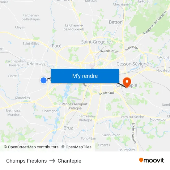 Champs Freslons to Chantepie map