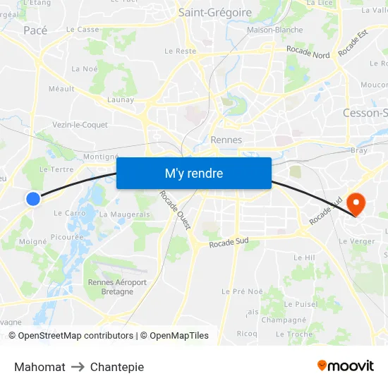 Mahomat to Chantepie map