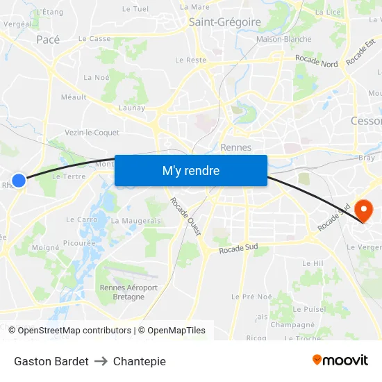 Gaston Bardet to Chantepie map