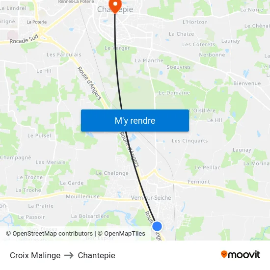 Croix Malinge to Chantepie map